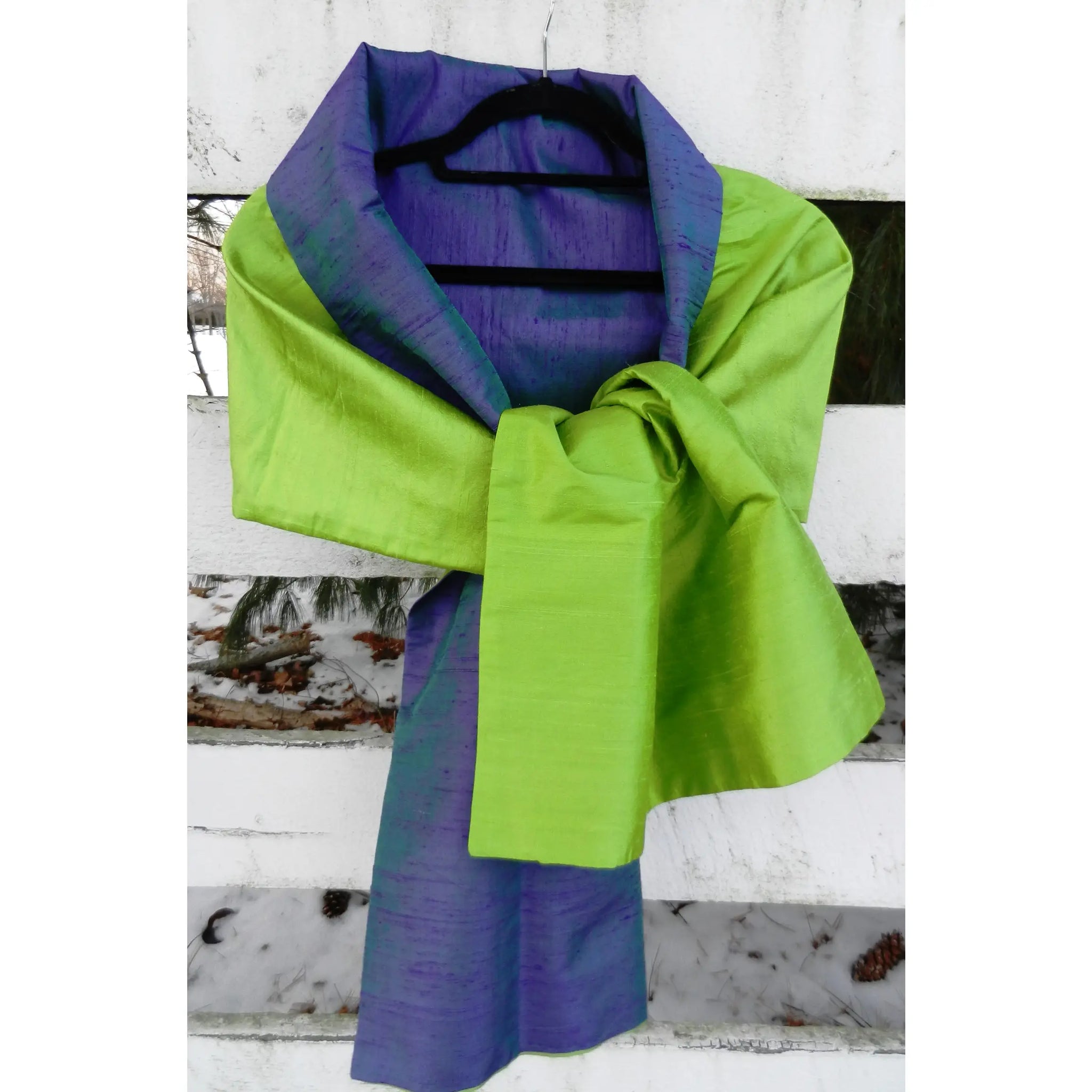 Sloane Silk Wrap | Green/Navy