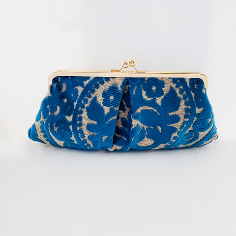 Kate Clutch | Relaxed Blue Chenille Mosaic