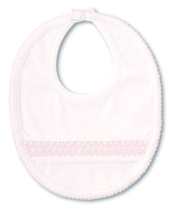 Hand Smocked CLB Charmed White/Pink Bib