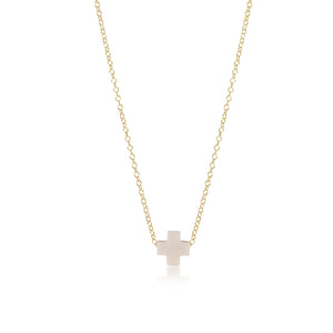 16" Necklace Gold - Signature Cross - Off White