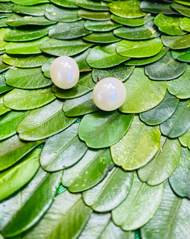 Button Pearl Stud Earrings | 12mm