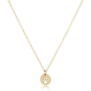 16" Necklace Gold - Paw Print Small Gold Disc