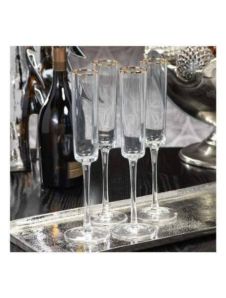 Champagne Flute with Gold Rim