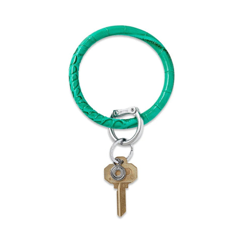 Leather Big O Key Ring | Jewel Tone | Emerald Croc
