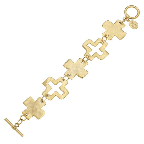 Linked Cross Toggle Bracelet