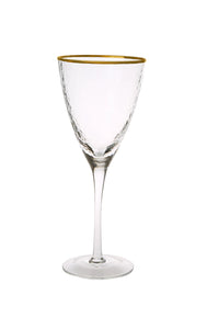 Textured Wine Glass with Round Gold Rim