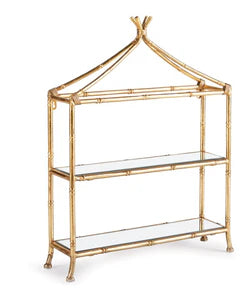 Gold Bamboo Two-Tier Curio Shelf