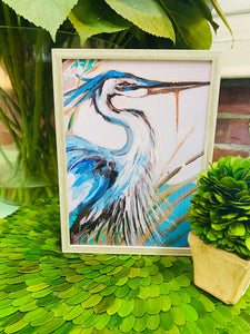 Blue Heron Framed Canvas