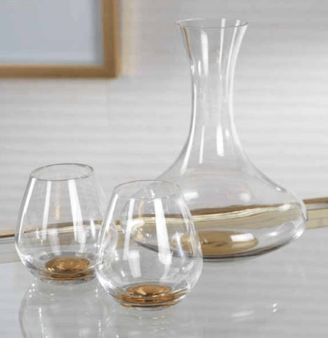 Stemless Wine Glass with Gold Base