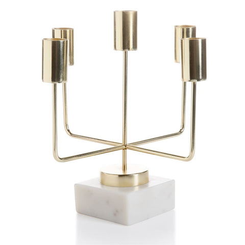 Five-Tier Brass and Marble Taper Holder