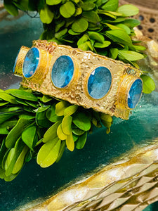 Turkish Hammered Cuff | Aquamarine