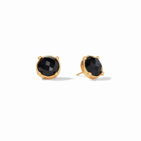 Honey Stud Gold Obsidian Black Earrings