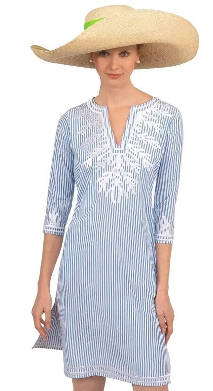 The Reef Embroidered Pinstripe Dress