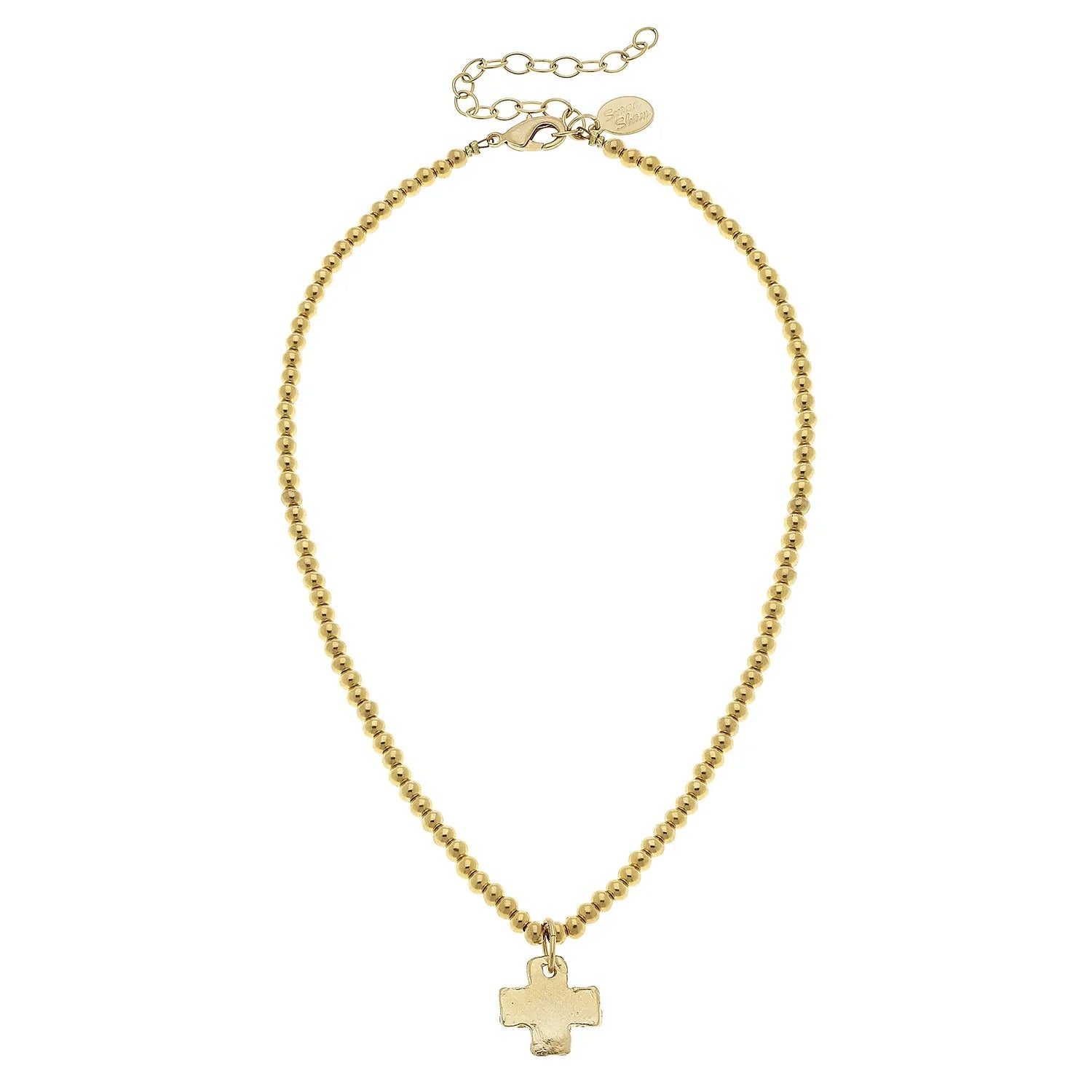 Dainty Beaded Cross Necklace