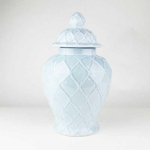 Barely Blue Lattice Ginger Jar - Large