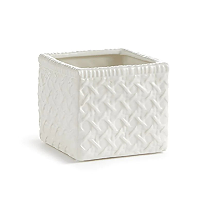 Ceramic Cane Square Cachepot | Small