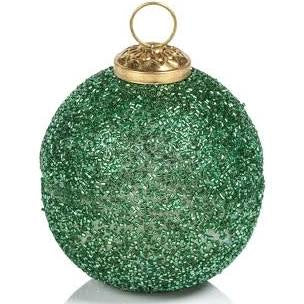 Siberian Fir 3.5" Glitter Holiday Ball Ornament Scented Candle - Green