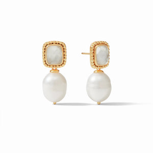 Marbella Earring | Iridescent Clear Crystal and Freshwater Pearl