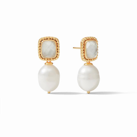 Marbella Earring | Iridescent Clear Crystal and Freshwater Pearl