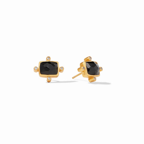 Clara Gold Stud Gold Obsidian Earrings
