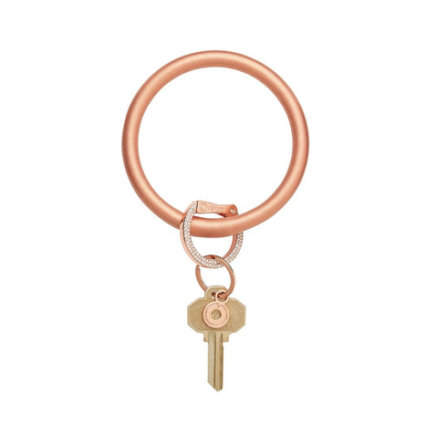 Leather Big O Key Ring | The Icon Collection | Rose Gold Leather Jeweled Clasp