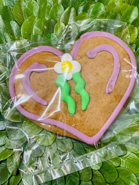 Floral Heart Gingerbread Cookie
