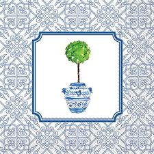 Rosanne Beck Blue Topiary Cocktail Napkins
