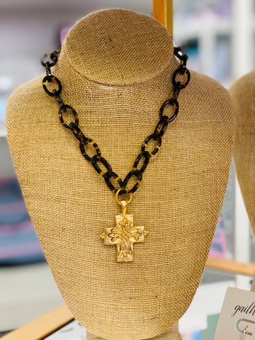 Tortoise Cross Intaglio Necklace