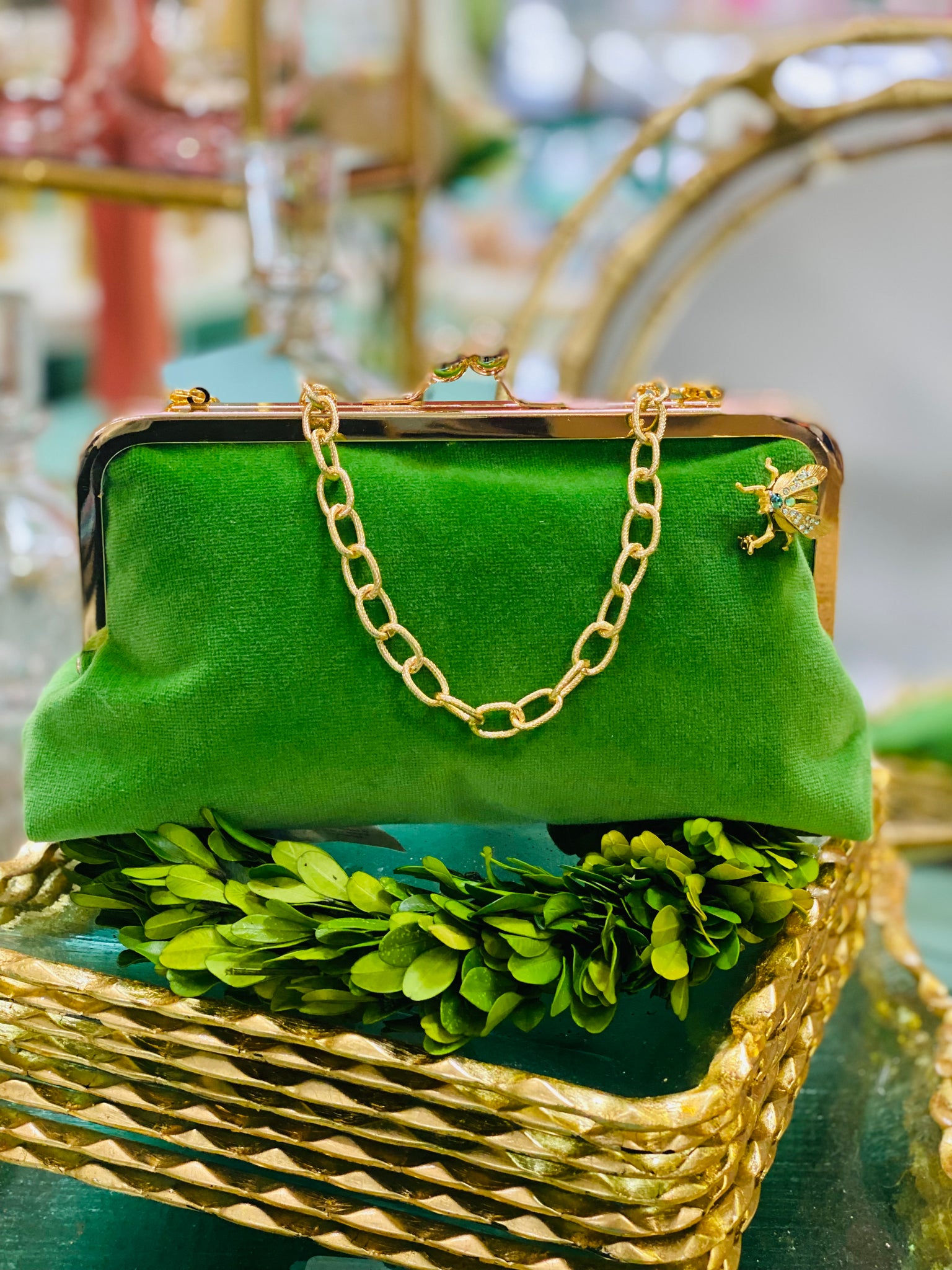 Trixie Lady Bag | Kelly Green Velvet