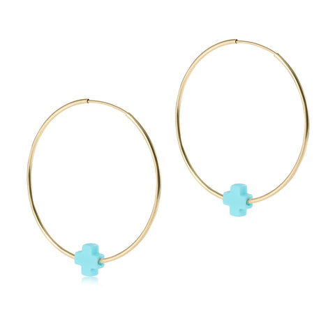 Endless Gold 1.75" Hoop - Signature Cross - Turquoise