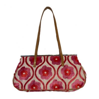 Angelina Handbag | Coral|Pink Chenille Flower Power