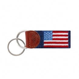 American Flag Needlepoint Key Fob | Classic Navy