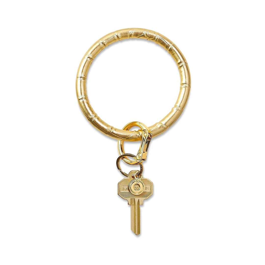 Leather Big O Key Ring | Metallic Collection | Solid Gold Rush Croc
