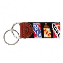 Beer Cans Needlepoint Key Fob |  Black