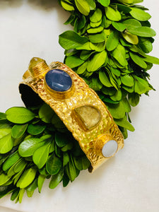 Turkish Hammered Cuff | Lapis, Lemon Topaz & Sedef