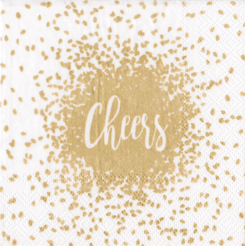 Cheers Paper Cocktail Napkins | Gold