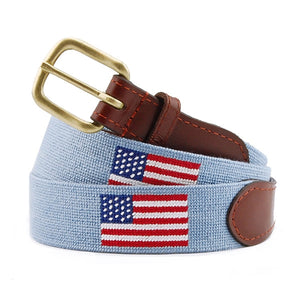 American Flag Needlepoint Belt | Antique Blue