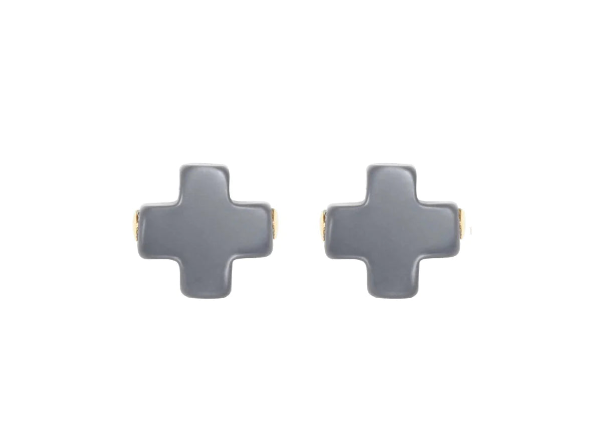 Signature Cross Studs - Charcoal