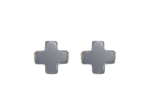 Signature Cross Studs - Charcoal