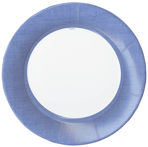 Linen Border Paper Dinner Plates | Blue II