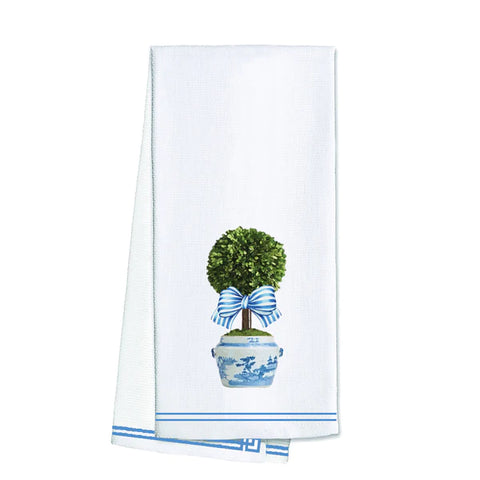 Cotton Tea Towel | Striped Topiary