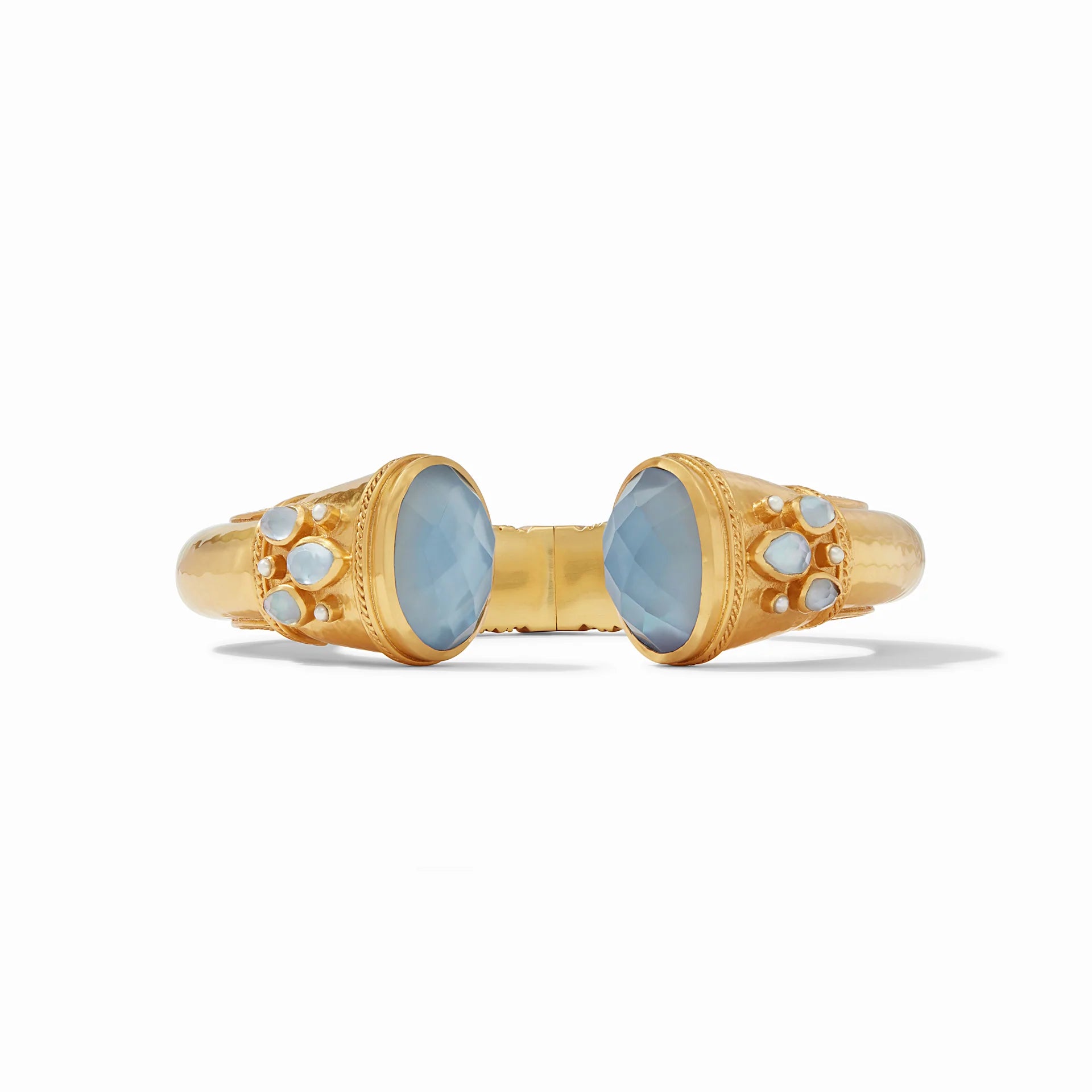 Cassis Cuff Bracelet | Iridescent Chalcedony Blue with Pearl Accents