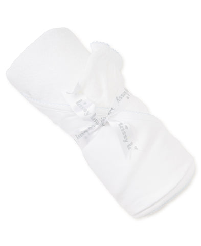 White/Light Blue Kissy Basics Hooded Towel & Mitt Set