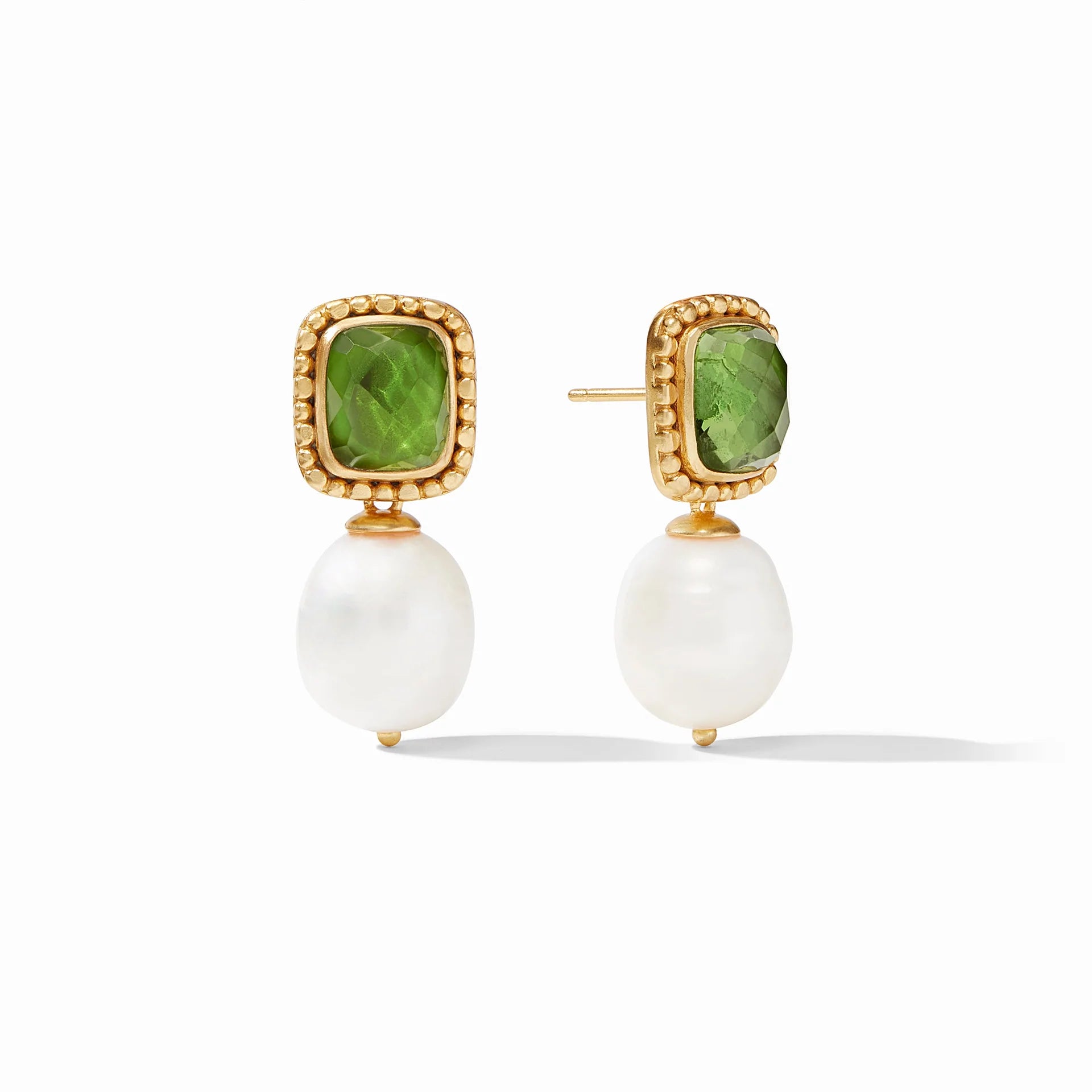 Marbella Earring | Iridescent Jade Green and Freshwater Pearl