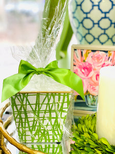 Cracked Cachepot Candle | Greenery & White