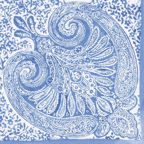 Paisley Medallion Paper Cocktail Napkins | Blue