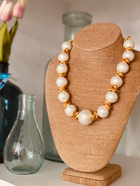 Cotton Pearl Link Necklace