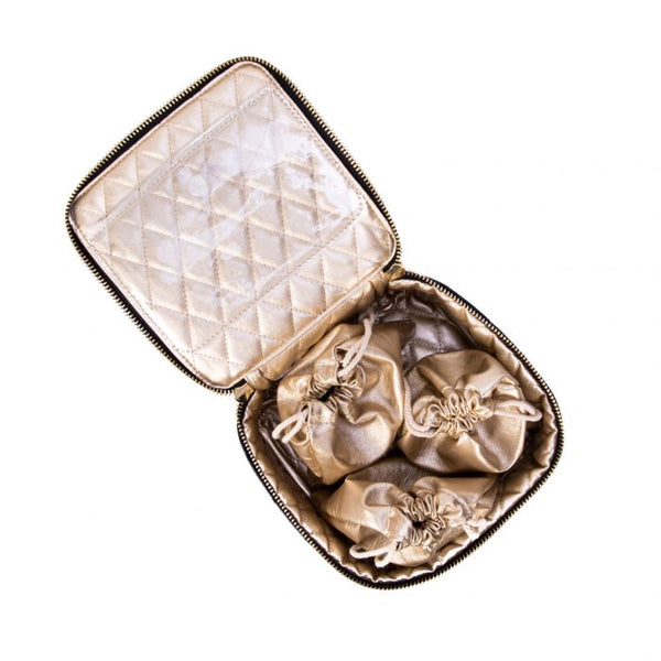 Hidden Gem Jewelry Case | Gold Quilted