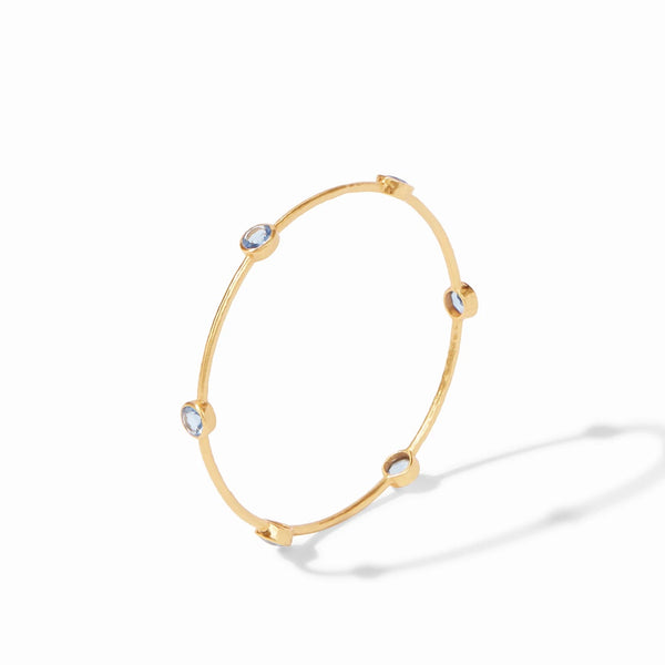 Milano Gold Bangle Bracelet | Chalcedony Blue