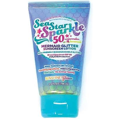 Mermaid Watermelon Lemonade | Glitter Sunscreen | Teal & Silver | SPF50 | 3.4 oz.
